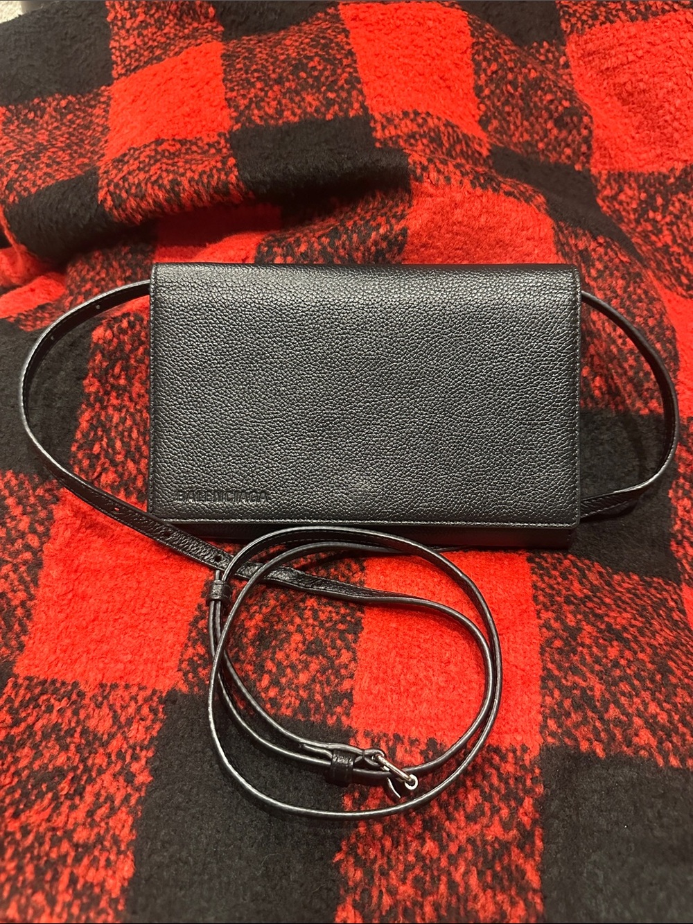 Balenciaga Black Pebbled Leather Crossbody